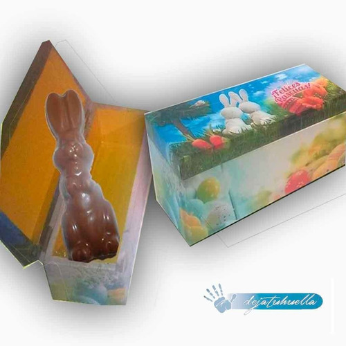  Pascuas 2022 Cofre De Madera Con Conejo De Chocolate X 10.