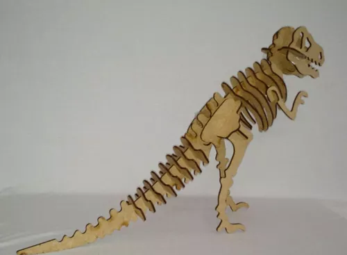 Quebra Cabeça 3D Dinossauro T- Rex - 30 Peças - MDF Cru - Corte a