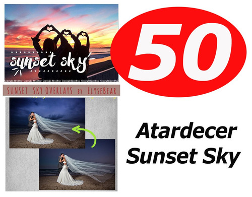 50 Sunset / Atardecer Sky Photoshop Overlays Profesional !!