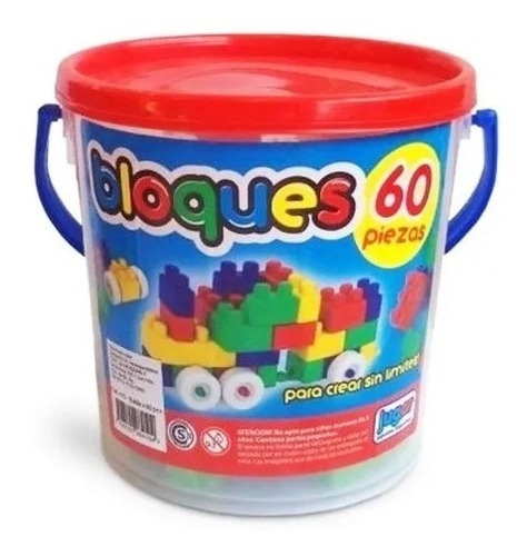 Bloques X60 Piezas Ladrillos Color Juego Encastre Jugar Full