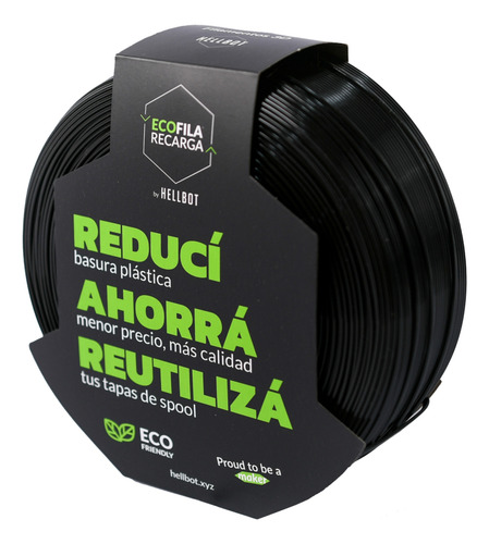 Filamento Hellbot Ecofila Recarga Pla 1,75mm 1kg V2 Color Negro