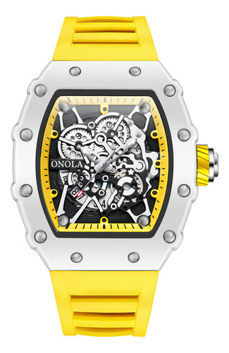 Reloj Luminoso Onola On3827w Con Calendario De Cuarzo Color De La Correa Amarillo