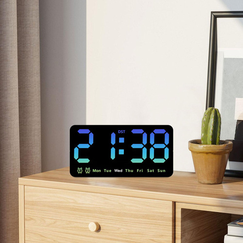 Reloj Despertador Digital, Reloj De Pared Regulable, Azul