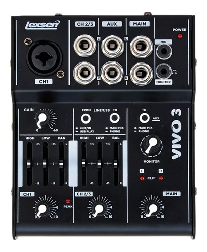 Mixer Consola Interfaz De Audio Usb Lexsen Vivo 3 