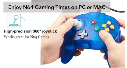 Controlador clásico N64, N64 con cable USB PC Gampad Joystick, N64 Bit USB  con cable Game Stick Joy Pad Controlador para Windows PC MAC Linux
