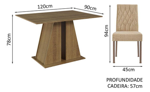 Mesa de comedor de madera con 4 sillas Gisele Madesa Ri, color rústico/imperial