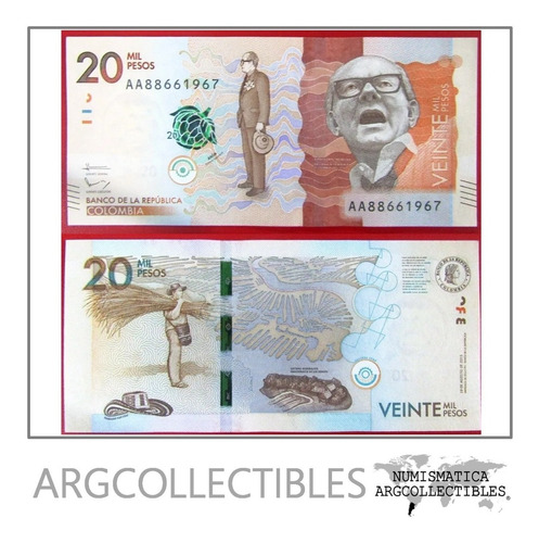 Colombia Billete 20000 Pesos Pick 461 Año 2015 Unc Sin Circular