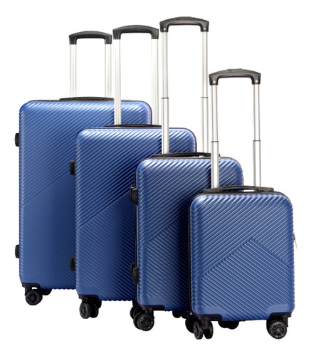 Set De 4 Maletas Rígidas Travel Elite, Prácticas Y Seguras Color Azul