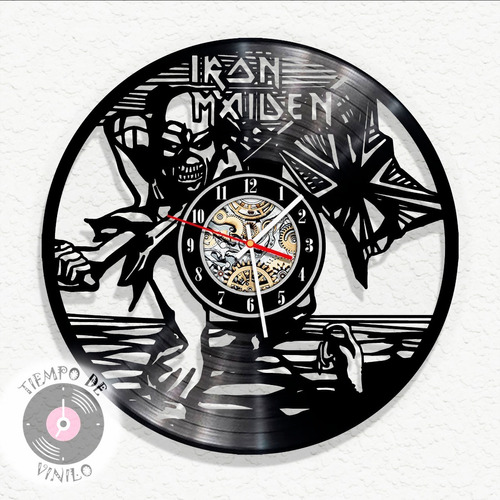 Reloj De Pared Elaborado En Disco De Lp Ref. Iron Maiden