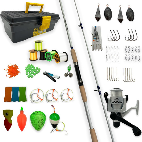 Kit Pesca Combo Completo 123 Pza Caña Reel Caja +accesorios