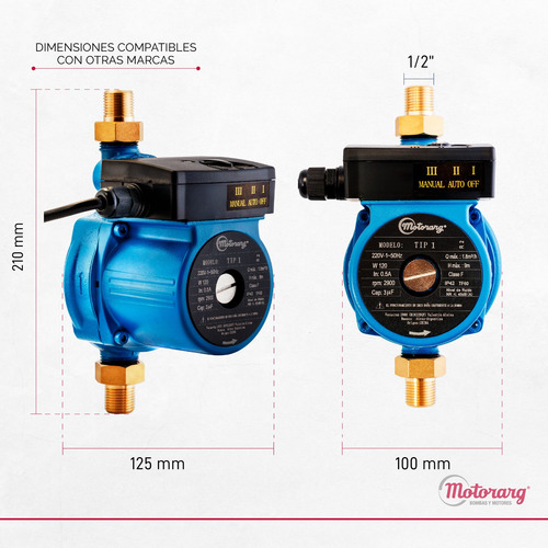 Imagen 5 de 12 de Bomba Presurizadora Motorarg Tip1 120 Watts
