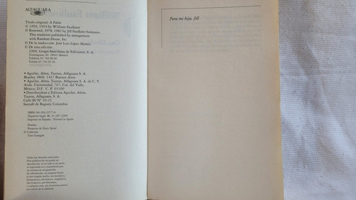 Imagen 6 de 9 de Una Fabula William Faulkner Alfaguara Edición Grande