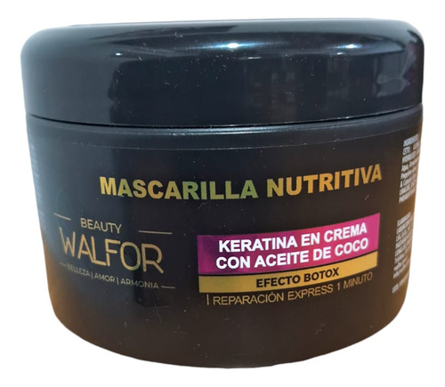 Mascara Capilar Walfor Keratina En Crema Aceite Coco Efecto Botox Nutritiva X250grs