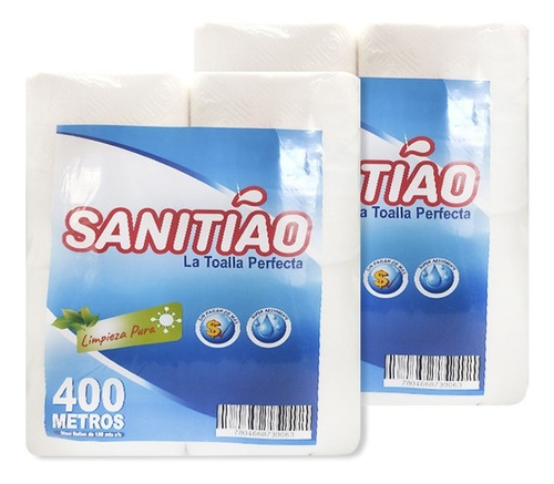 2 Pack De 4 Toallas De Papel Sanitiao,  Total 800metros!! 