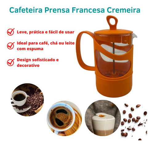 Cafeteira Prensa Francesa Cremeira Café Leite Chá Pequena Cor Marrom N/A