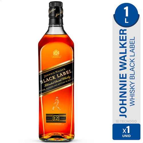 Imagen 1 de 10 de Whisky Johnnie Walker Black Label Etiqueta Negra 1 Lt 