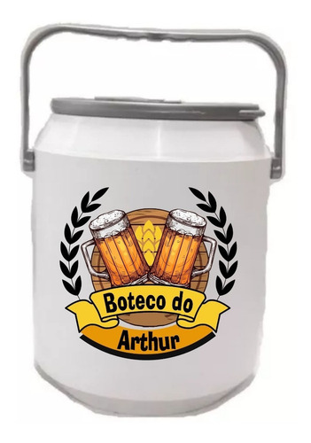 Cooler Térmico Personalizado Para 10 Cervejas Ou Refri Cor Branco