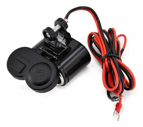 Carregador Veicular Para Moto Celular Gps 2 In 1