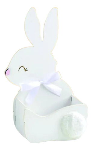 Cesta Conejito Porta Huevos Para Pascua En Madera Flores