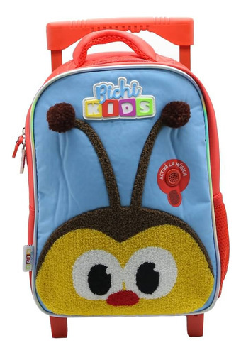 Mochila Escolar Cresko Bichi Kids Musica Rueditas Infantil Color Rojo Diseño de la tela Liso