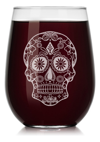 Copa Vino Calavera Azucar Tallo 17 Onza