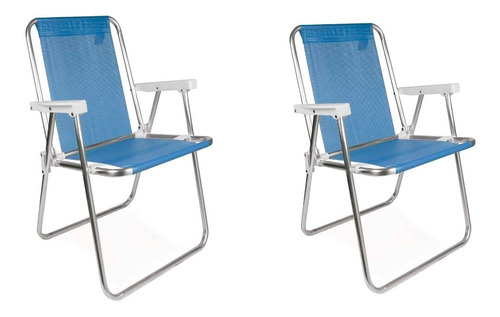 Kit Com 2 Cadeiras De Praia Piscina De Alumínio Mor