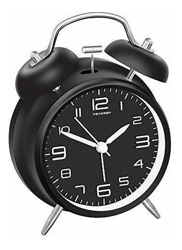 Reloj Peakeep Despertador De Campana Doble Con Luz -negro