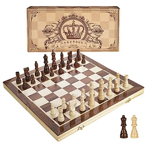 Juego De Ajedrez Magnético De Madera Amerous De 15 Pulgadas,