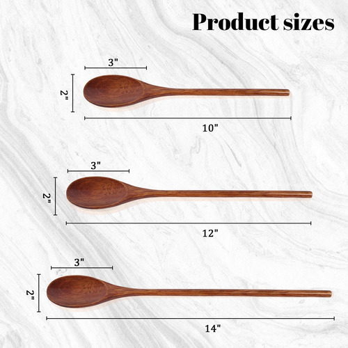 Hansgo 6pcs De Mango De Largo Cucharas De Madera, Cucharadas