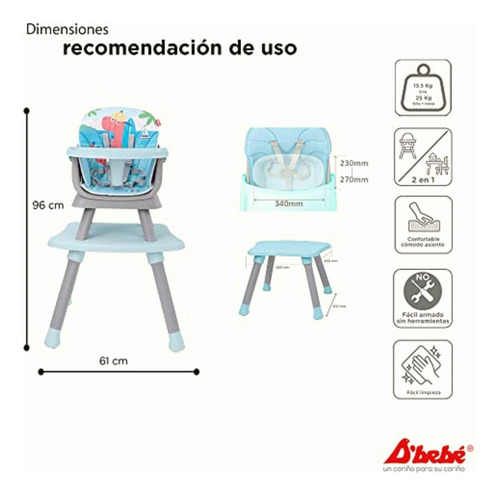 D´bebé | Silla Alta 4 En 1 Grow With Me | Silla Alta