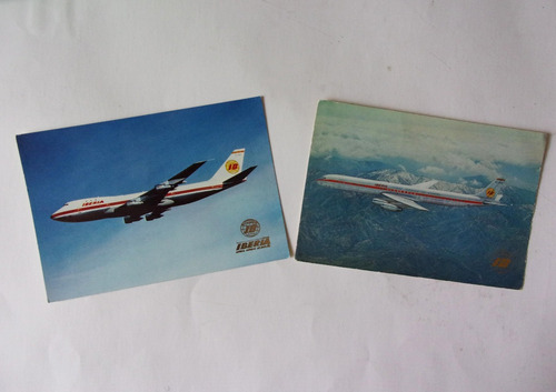 2 Tarjetas Postales Antiguas Linea Aerea Iberia De Coleccion