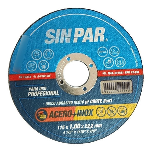 Disco De Corte Acero+inoxidable 115 X 1.6mm Sin Par X 10 Uni