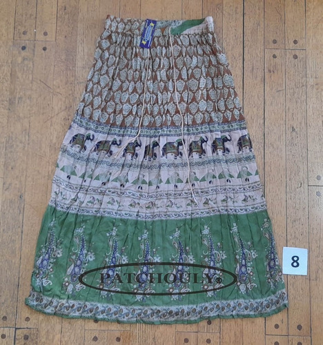 Pollera Falda Larga Bagru Hindú Estampado Talle Único Color