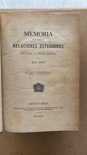 Memoria Del Ministrio De Relaciones Esteriores - De Irigoyen