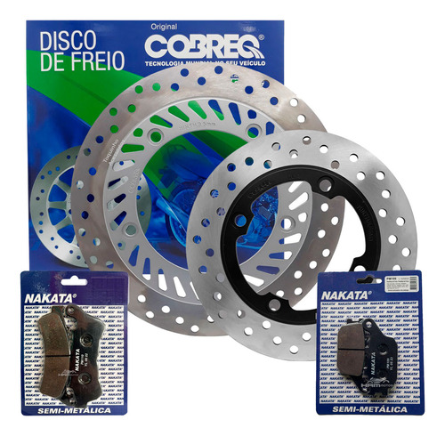 Kit Discos Freio Cb 300r Cobreq + Pastilhas Nakata Freio Abs