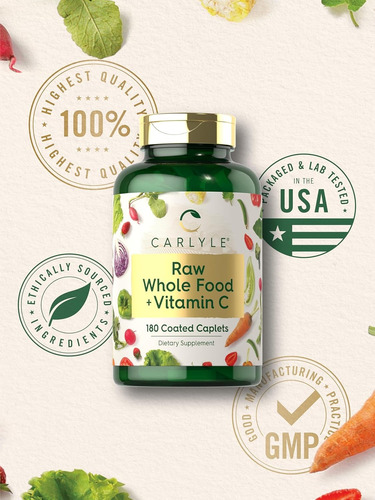 Carlyle Multivitamínico Whole Food + Vitamina C Con 180 Tabs