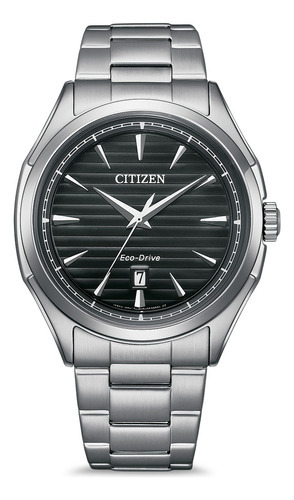 Reloj Citizen Aw175085e Hombre Acero Inoxidable Y Fechador Color de la malla Plateado Color del bisel Gris Color del fondo Negro