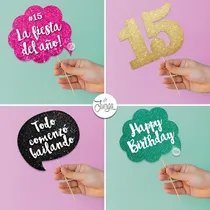 Comprar Photo Booth Cumple 15 Años Glitter Imprimible Props