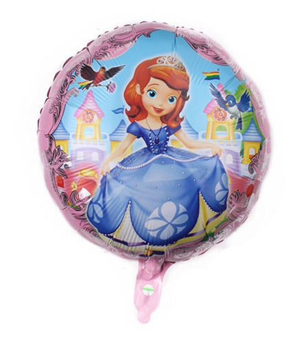 5 Globos Redondos Princesa Sofia Rosa 45cm