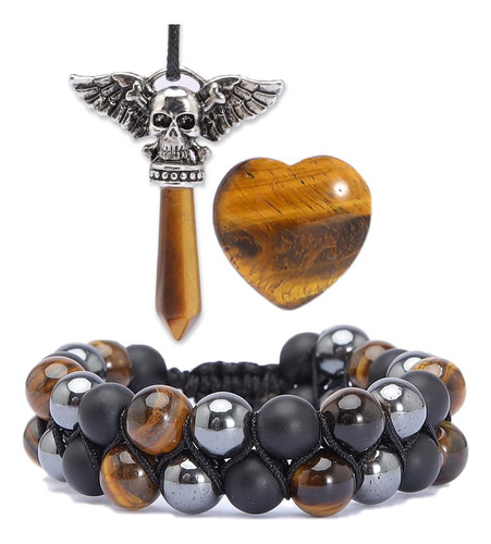 Juego De Pulsera De Triple Protección, Pulsera De Obsidiana 