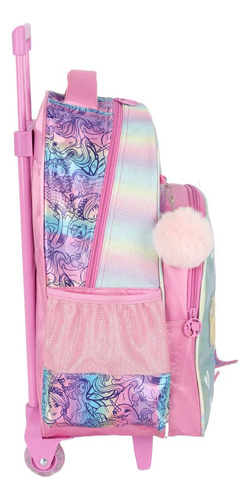Mochila Rodinhas 17 Barbie Fada Holográfico Rosa Luxcel