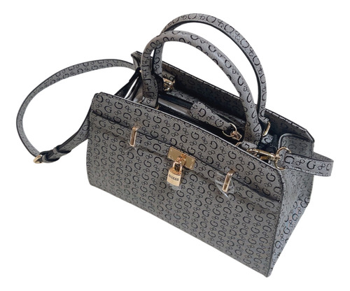 Bolsa Guess Satchel Color Gris Original Gris Lisa Níquel Gris