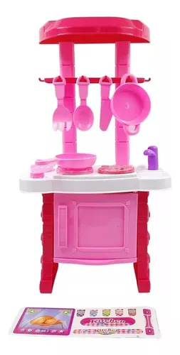 Cocina Infantil Niña Electronico Sonido Luz Accesorios Rosa