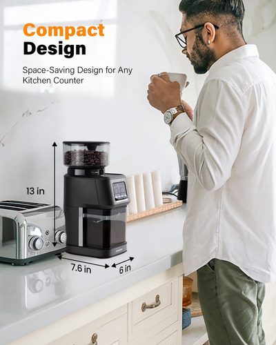 Molinillo De Café Shardor Conical Burr Electric Grey 40 Sett