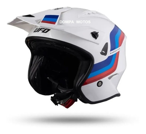 Casco Ufo Abierto Jet Sheratan Visor Int Blanco Moto Dompa 