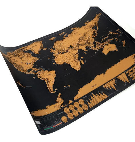 Imagem 3 de 9 de Mapa Mundi De Raspar Viagem Mapa Raspadinha 82 X 52cm Quadro