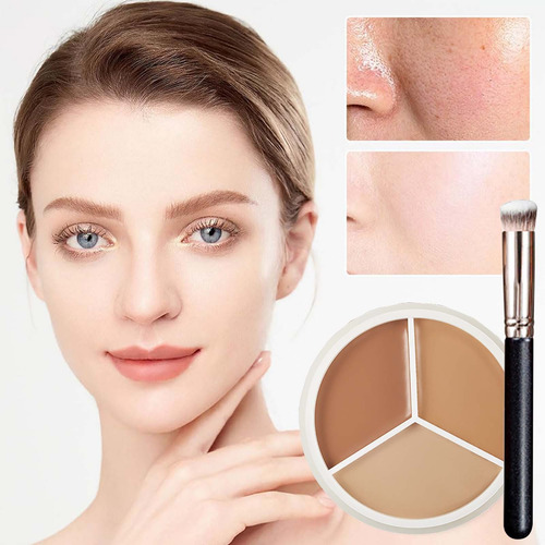 Correctores Tricolores Para Maquillaje Facial Con Pincel