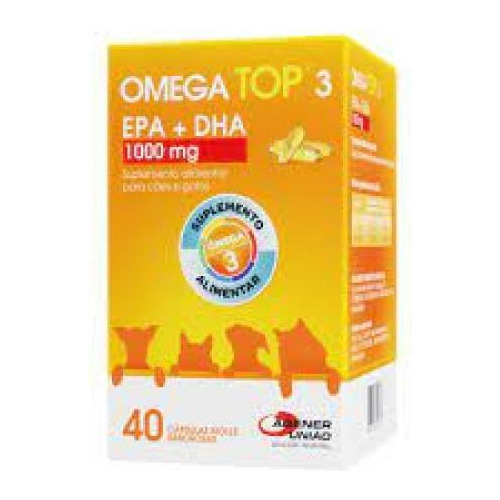 Suplemento Para Cães E Gatos Omega Top 3 1000 Mg 40 Cápsulas