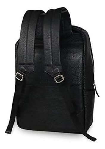 18 Mochila Para Computadora Portátil De Cuero Genuino Negro