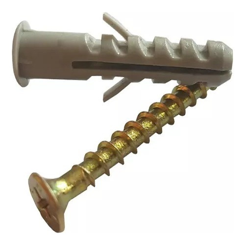 Tarugo Con Tope Nº 8 + Tornillo Fix 5 X 45 X100 Unidades 